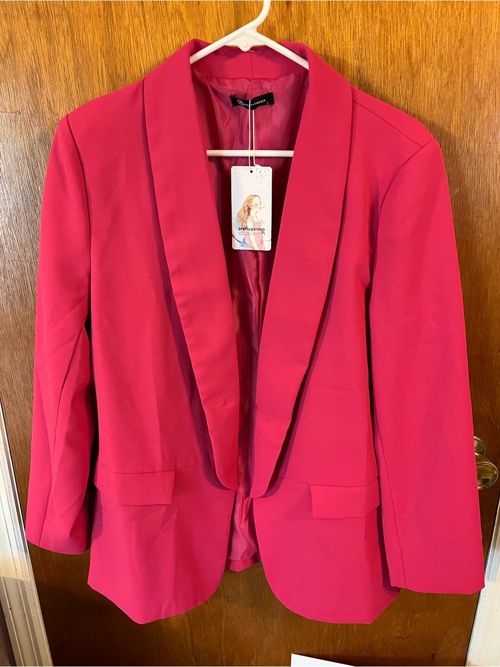 Tailored Open-Front Blazer in Vibrant Pink